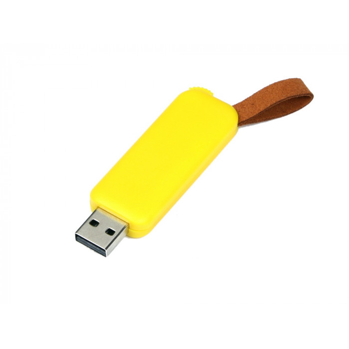USB-флешка промо на 128 Гб прямоугольной формы, выдвижной механизм, желтый