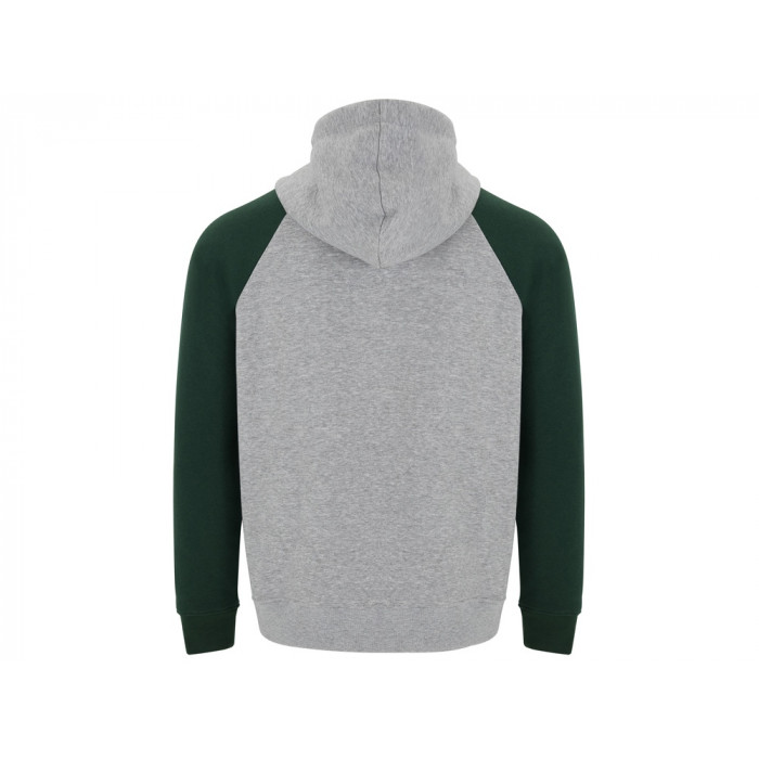 Толстовка с капюшоном Badet мужской, серый меланж/бутылочный зеленый