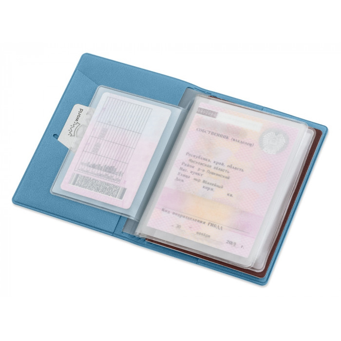 Классическая обложка для автодокументов Favor, голубая