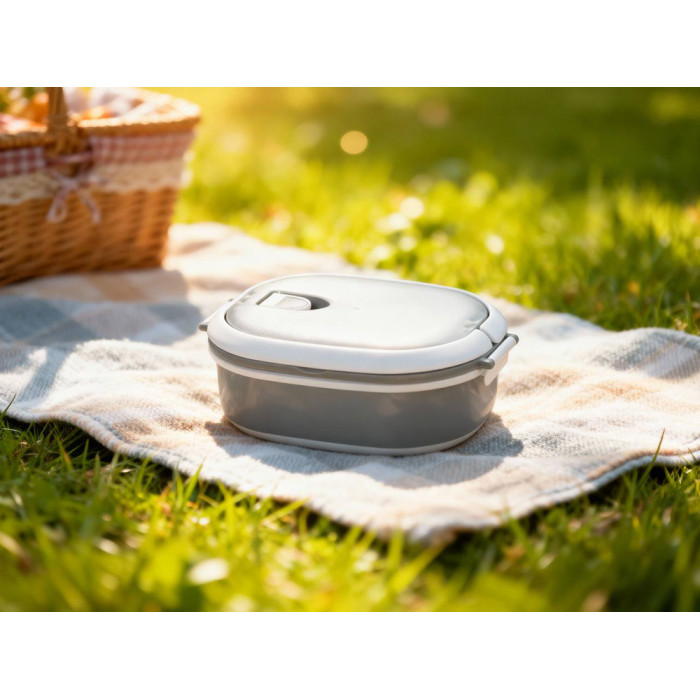 Ланч-бокс Hotty 750 мл для микроволновой печи, серый/белый