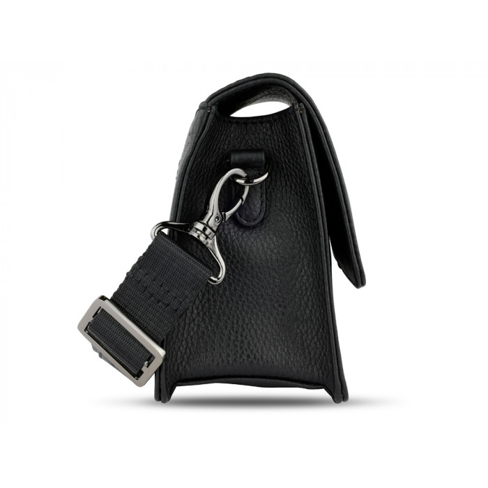 Сумка через плечо женская BUGATTI Elsa, чёрная, воловья кожа/полиэстер, 18,5х8,5х14,5 см