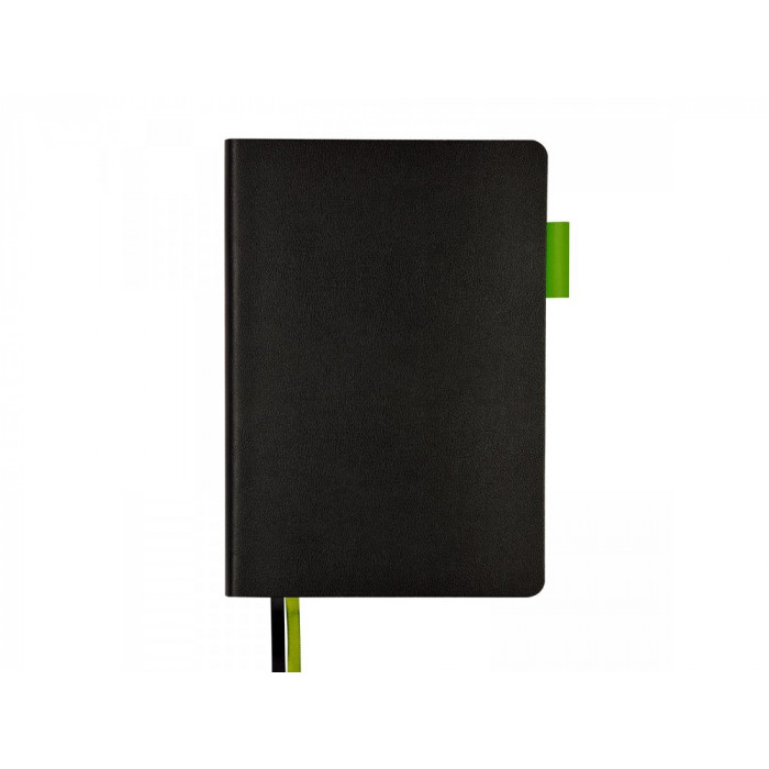 Ежедневник недатированный А5 Boston, черный (обрез зеленое яблоко)