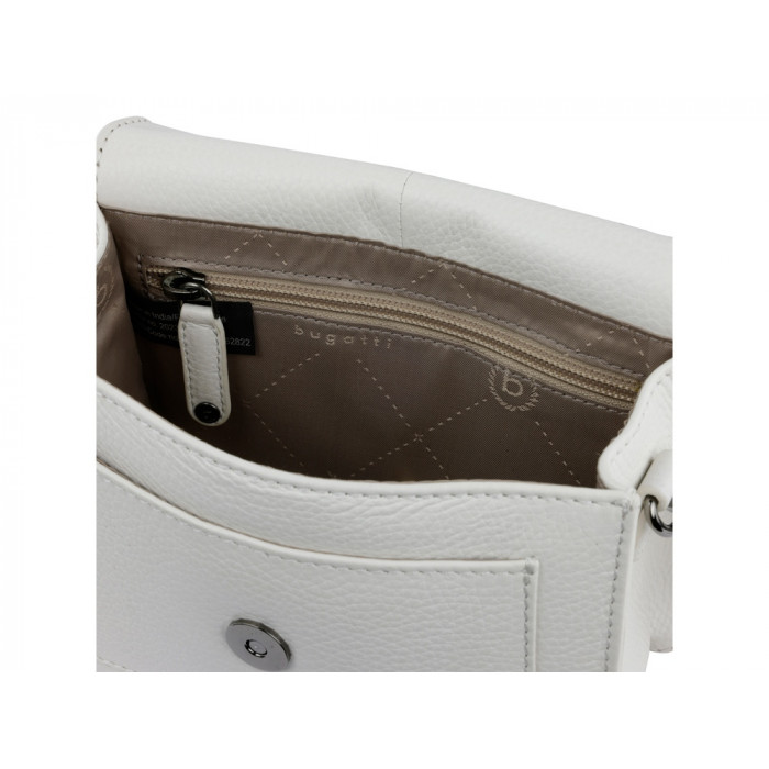 Сумка через плечо женская BUGATTI Elsa, белая, воловья кожа/полиэстер, 18,5х8,5х14,5 см