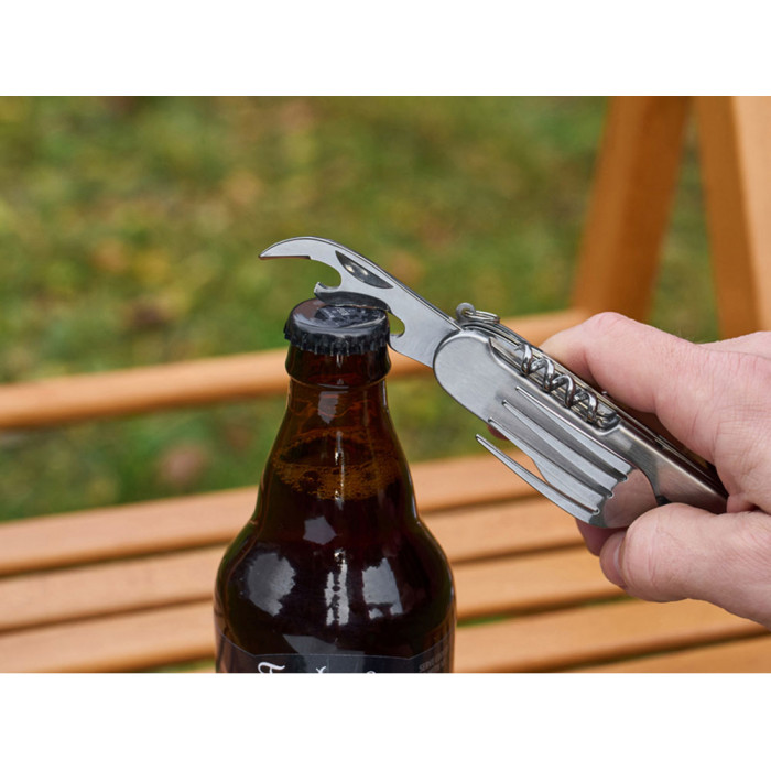 Нож перочинный Stinger, 109 мм, 8 функций, материал рукояти: нержавеющая сталь (серебристый)