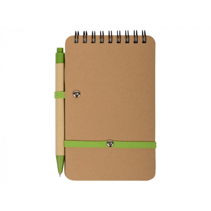 Набор канцелярский с блокнотом и ручкой Masai, 70 л. нелинованных, зеленое яблоко