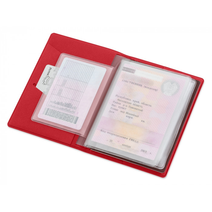 Классическая обложка для автодокументов Favor, красная