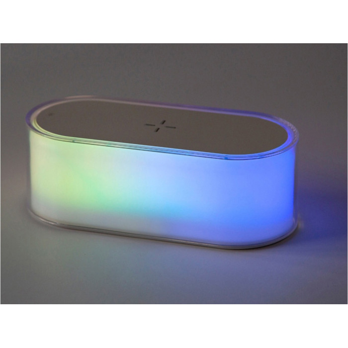 Ночник с беспроводной зарядкой и RGB подсветкой Miracle, 15 Вт, белый