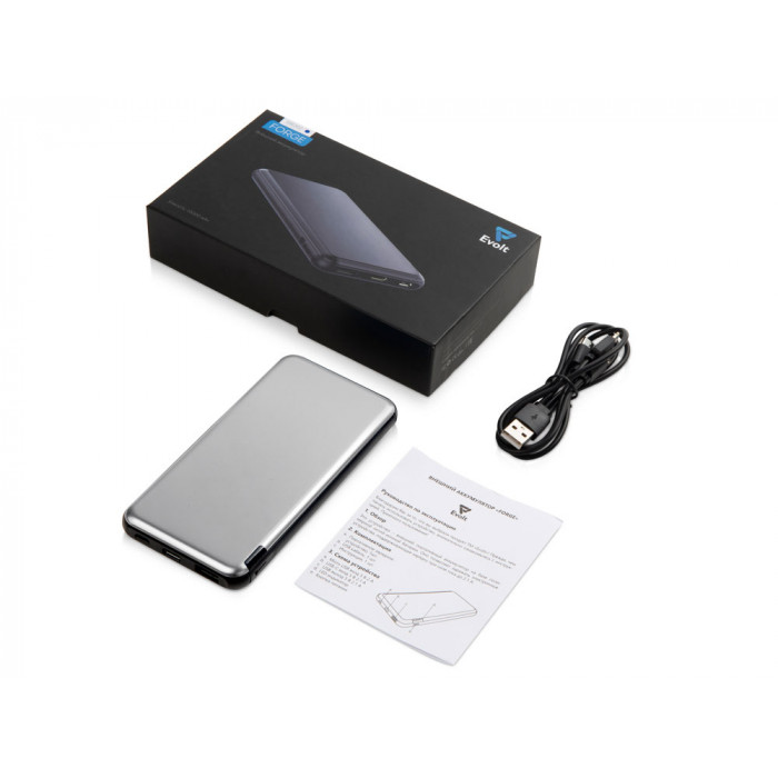 Внешний аккумулятор Forge v.2, металл, 10000mah, серебристый