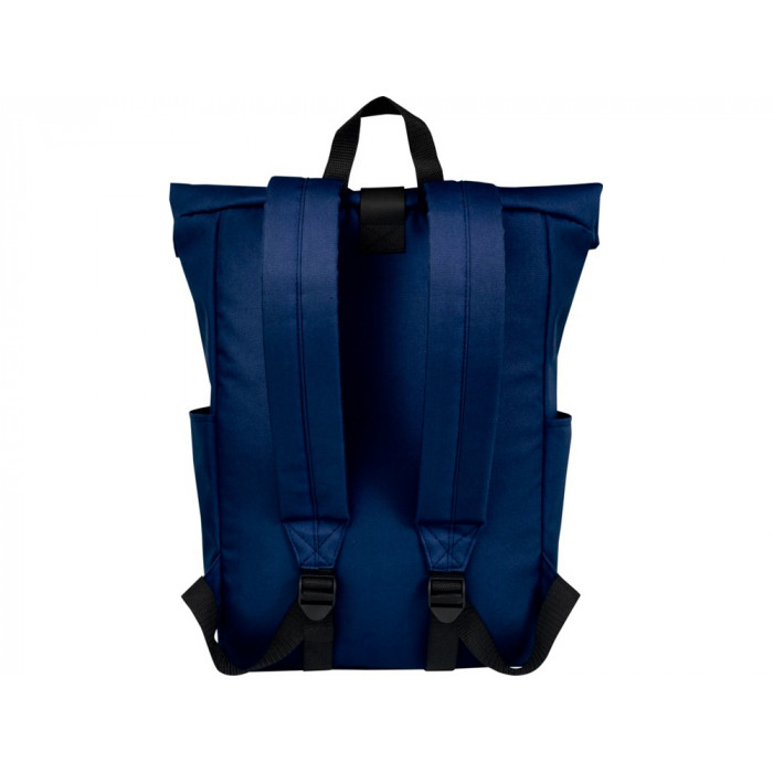 Рюкзак Byron 15,6 объемом 18 л со скручиваемым верхом, изготовленный из переработанного ПЭТ по стандарту GRS, темно-синий