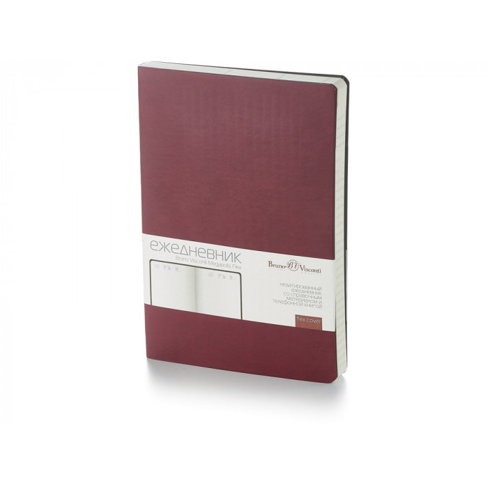 Ежедневник А5 недатированный Megapolis Velvet Flex, бордовый