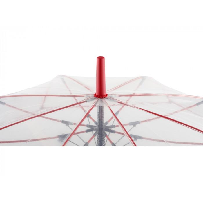 Зонт-трость 7112 Pure с прозрачным куполом, полуавтомат, прозрачный/красный