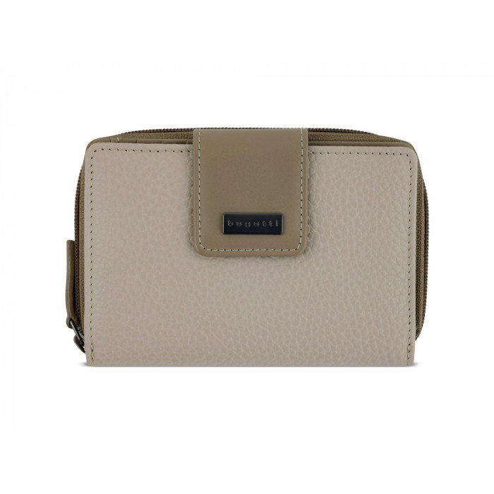 Кошелёк женский BUGATTI Sina, бежевый, воловья кожа/полиэстер, 13,7х3х9,5 см