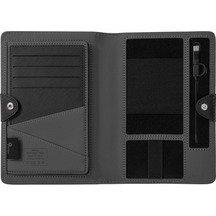Органайзер с функцией беспроводной зарядки Manner, 5000 mah, черный