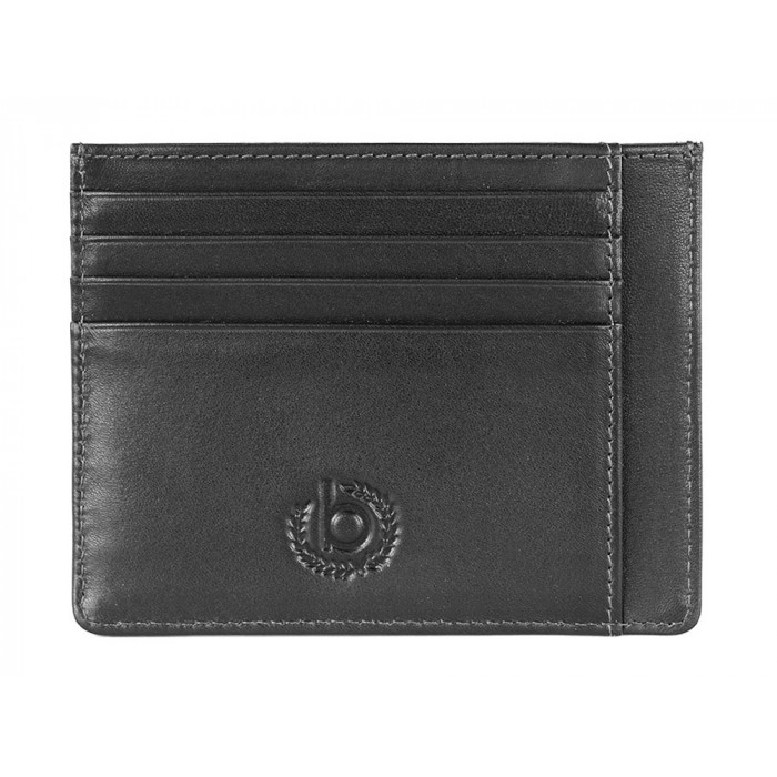 Портмоне для кредитных карт BUGATTI Primo, чёрное, натуральная воловья кожа, 11,5х0,5х9 см