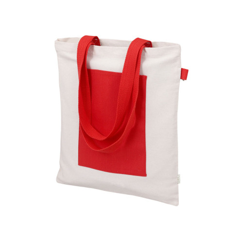 Сумка для покупокTopiс из переработанных материалов с наружным цветным карманом, красный