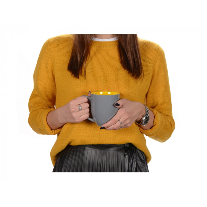 Кружка керамическая Gracy 450мл, серый/желтый