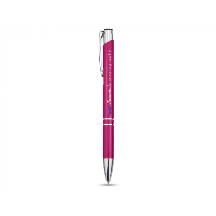 Алюминиевая шариковая кнопочная ручка Moneta, синие чернила, розовый