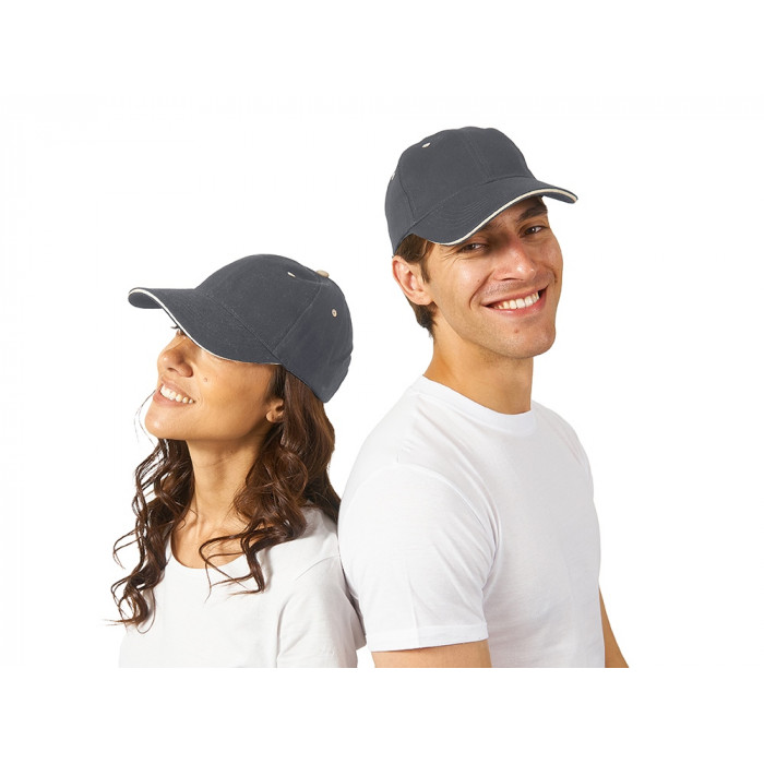 Бейсболка New Castle 6-ти панельная, серый/белый