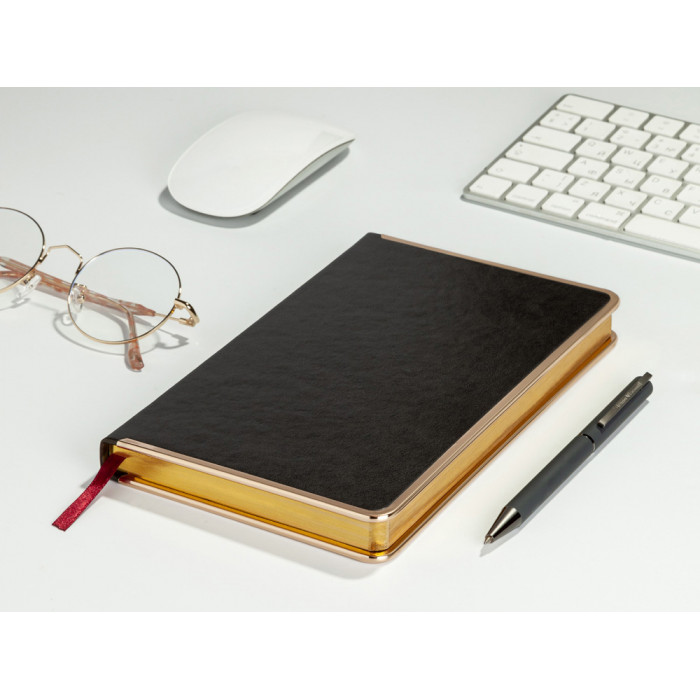 Ежедневник А5 недатированный Chelsea, серый (золотистый кант и срез)