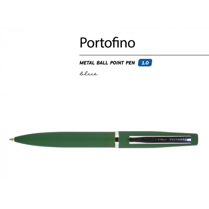 Ручка металлическая шариковая Portofino, софт-тач, 1.0 мм, зеленый