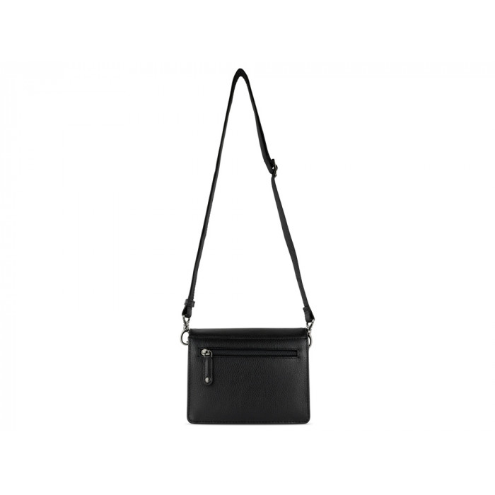 Сумка через плечо женская BUGATTI Elsa, чёрная, воловья кожа/полиэстер, 18,5х8,5х14,5 см