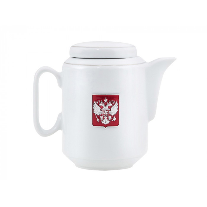 Чайный набор с подстаканником и фарфоровым чайником ЭГОИСТ-М, серебристый/белый