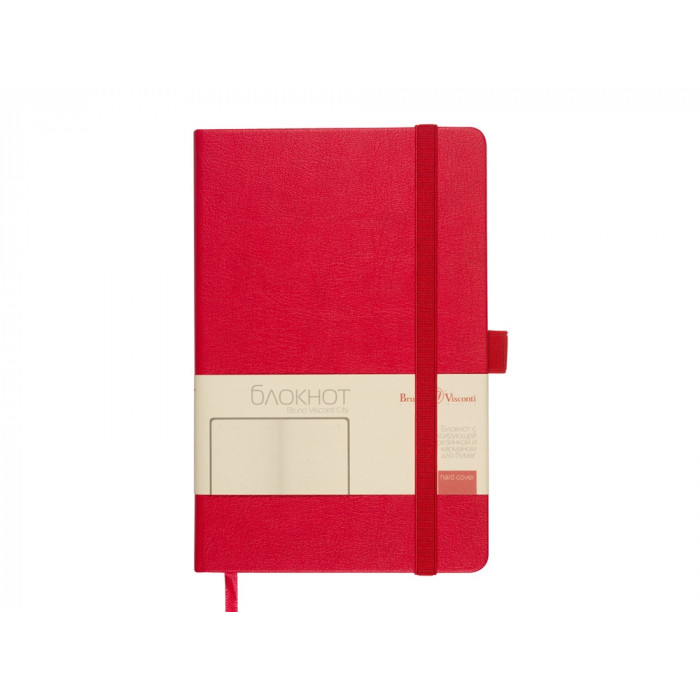 Блокнот А5  City на резинке, красный