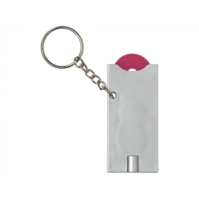 Брелок-держатель для монет Allegro с фонариком, фуксия/серебристый