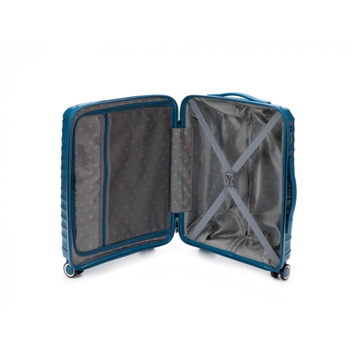 Чемодан TORBER Nevo, синий, полипропилен, 40 х 25 х 55 см, 32 л