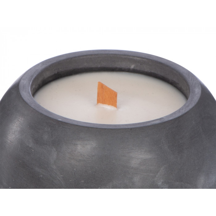 Круглая свечка в бетоне, фитиль дерево, oud wood