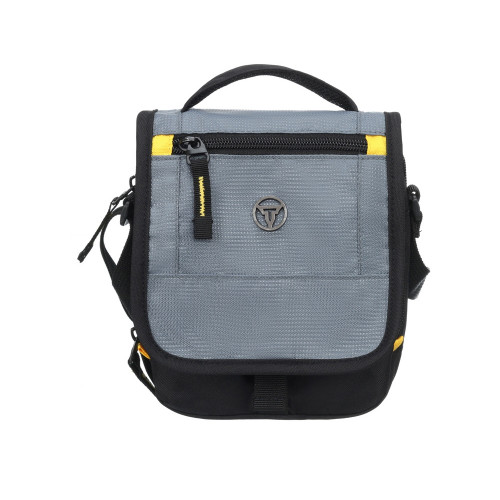 Сумка наплечная TORBER, черный/серый, полиэстер/добби, 15х5х22 см