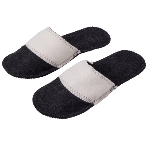 Тапочки белые/серые с отворотом без вышивки