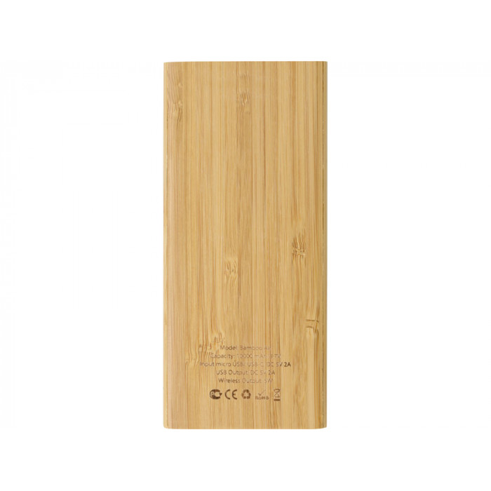 Внешний беспроводной аккумулятор из бамбука Bamboo Air, 10000 mAh