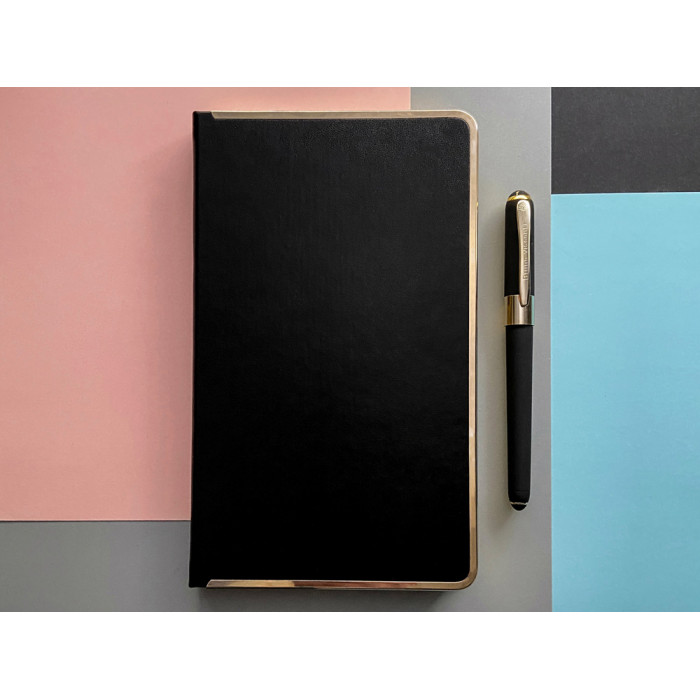 Ежедневник недатированный A5 Chelsea, черный (золотистый кант и срез)