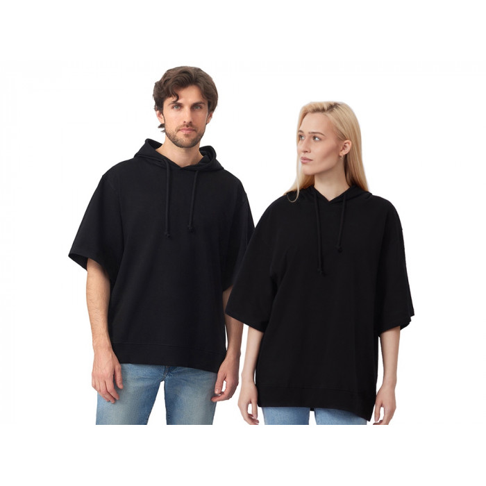 Худи оверсайз с коротким рукавом Warsaw унисекс, черный