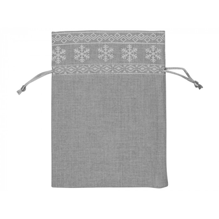 Мешочек подарочный новогодний, хлопок, средний, серый