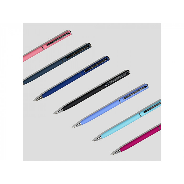 Ручка шариковая автоматическая BrunoVisconti® PALERMO цвет корпуса голубой, soft-touch, 0.7 мм