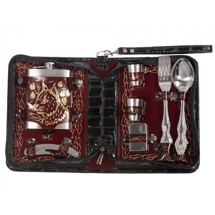 Набор Дорожный на 4 персоны в барсетке с худ. выжиганием