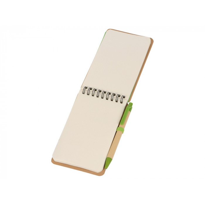 Набор канцелярский с блокнотом и ручкой Masai, 70 л. нелинованных, зеленое яблоко