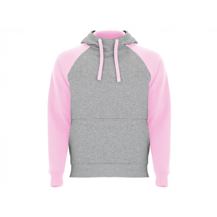 Толстовка с капюшоном Badet мужской, серый меланж/светло-розовый