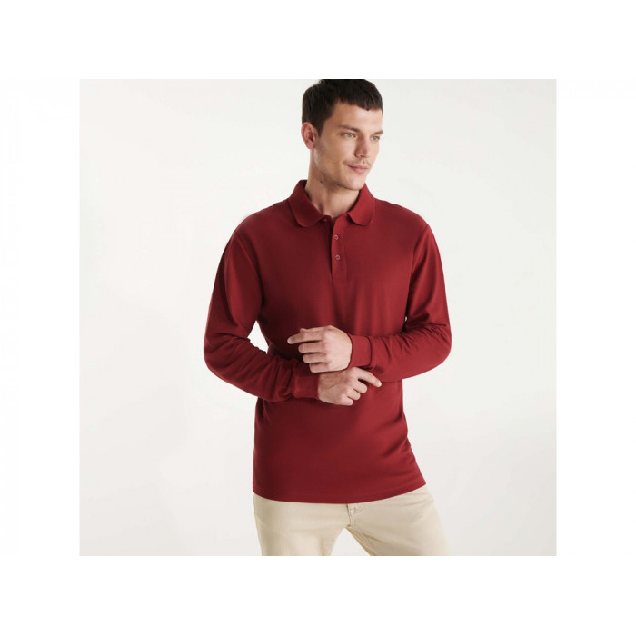 Рубашка поло Estrella мужская с длинным рукавом, гранатовый