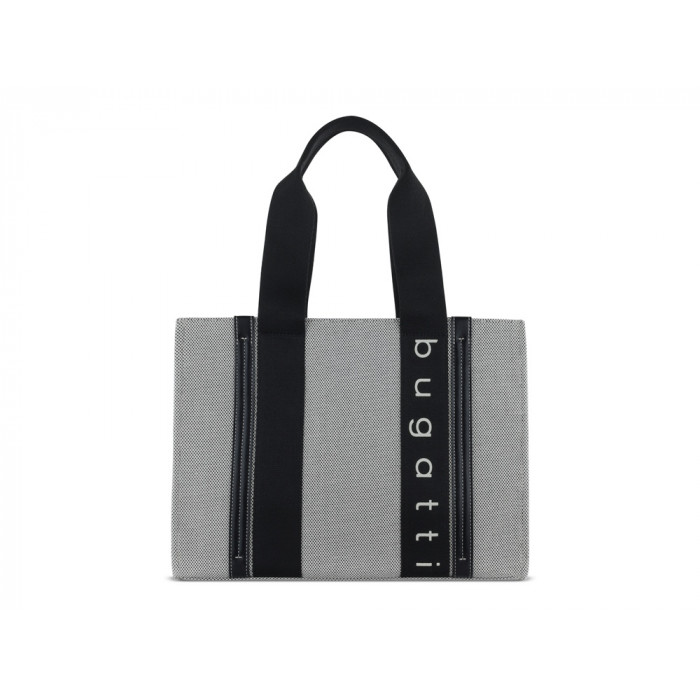 Сумка-тоут женская BUGATTI Ambra, серо-черный цвет, хлопок/полиэстер, 36,5х19х27 см