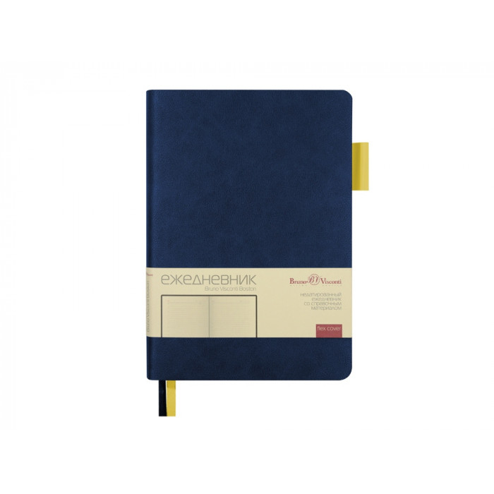 Ежедневник недатированный А5 Boston, темно-синий (желтый обрез)