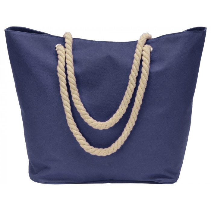 Сумка Seaside для шопинга и пляжа с широким дном, темно-сиий