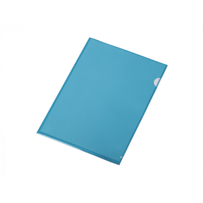 Папка-уголок прозрачный формата  А4 0,18 мм, синий глянцевый