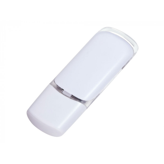 Флешка промо прямоугольной классической формы с цветными вставками, 32 Гб, белый