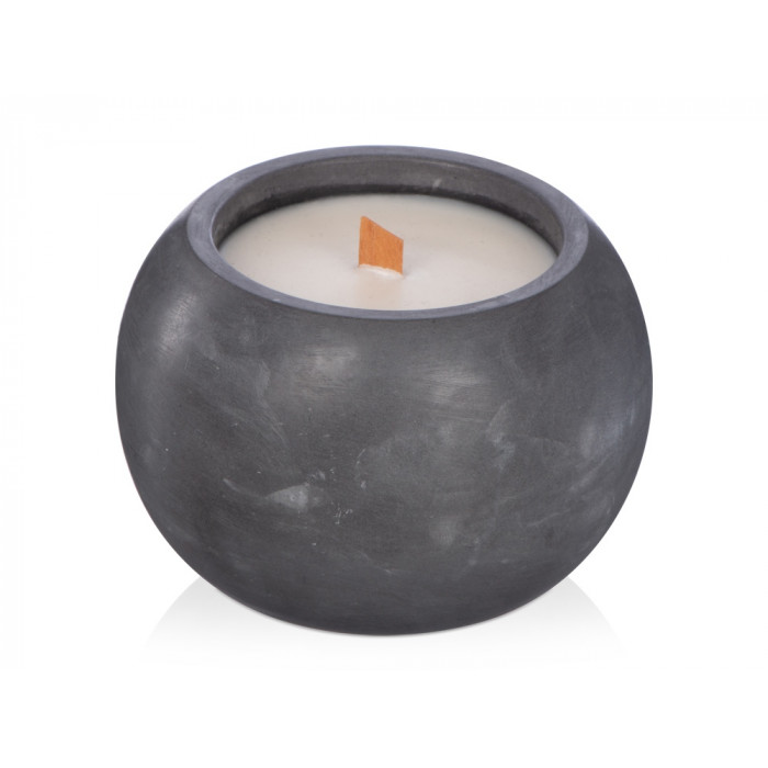 Круглая свечка в бетоне, фитиль дерево, oud wood