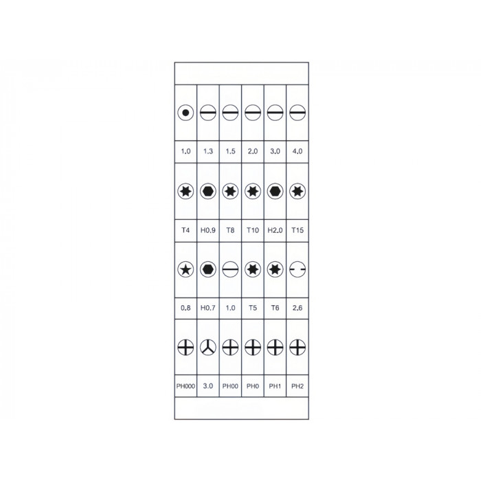 Отвертка с набором из 24 насадок Bits, черный