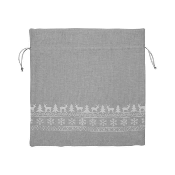 Мешочек подарочный новогодний, джут, большой, серый