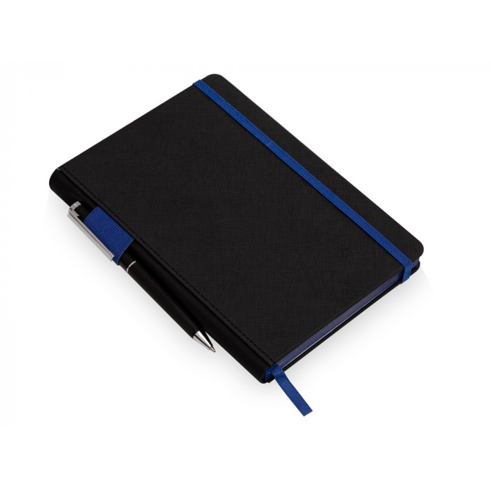 Бизнес блокнот Bossy с цветным срезом, твердая обложка, 128 листов, черный и синий